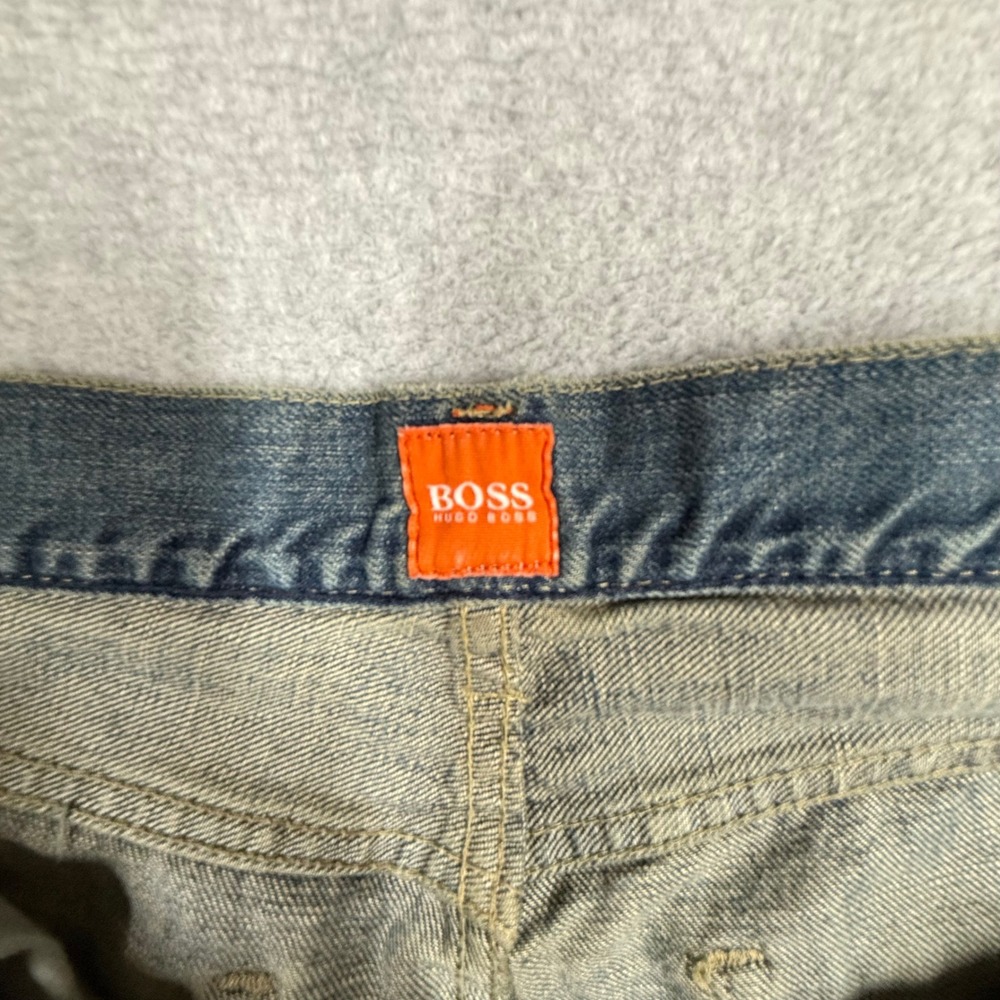Hugo Boss HB1 Mens 34x34 Straight Leg Blue Denim Jeans Button Fly Orange Label - Picture 9 of 15